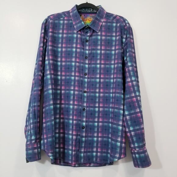 Robert Graham Plaid Multicolor Button Down Shirt Long Sleeves 100% Cotton - Picture 1 of 14